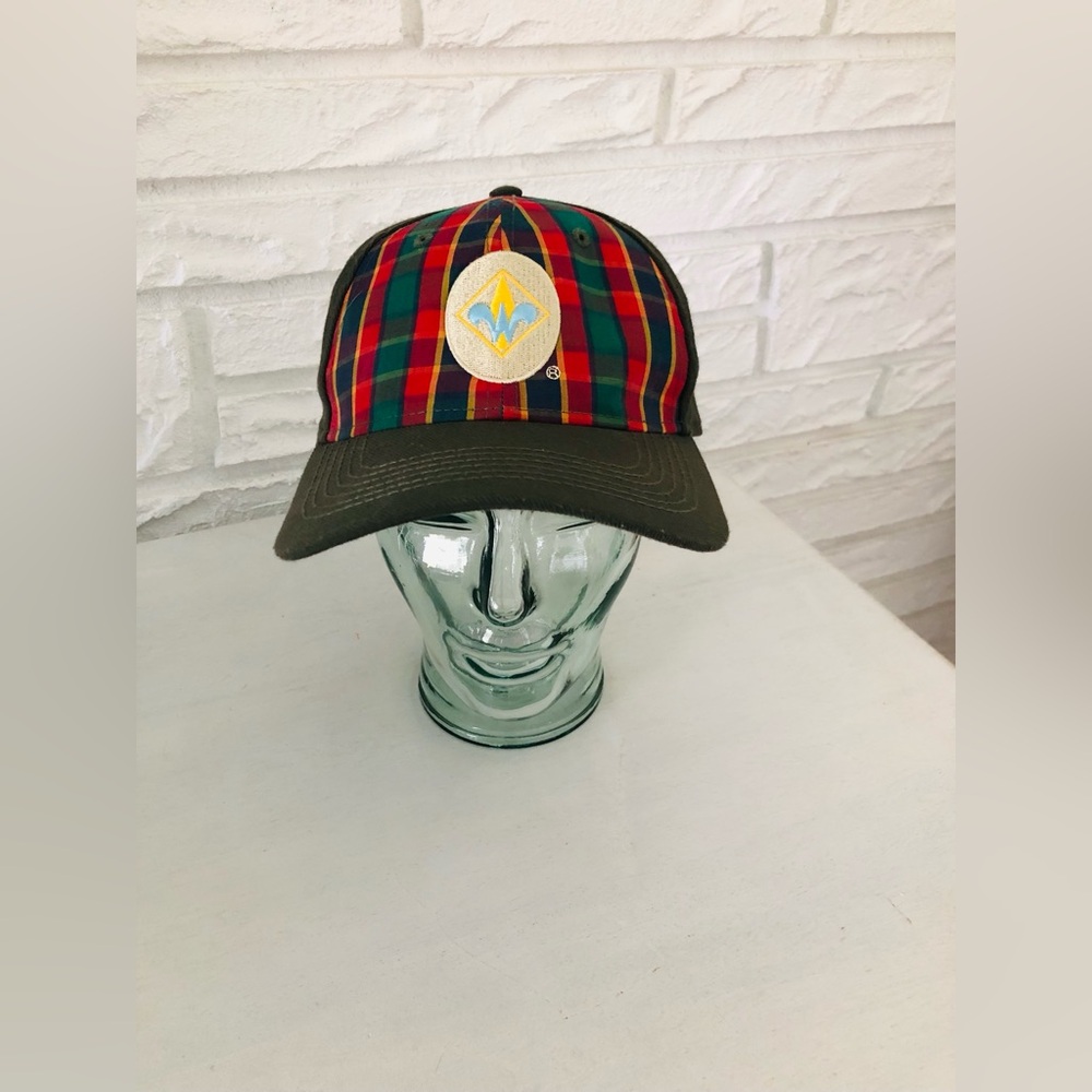 Vintage Cub Webelos Boy Scouts of America BSA Hat Flex - Plaid Green - New